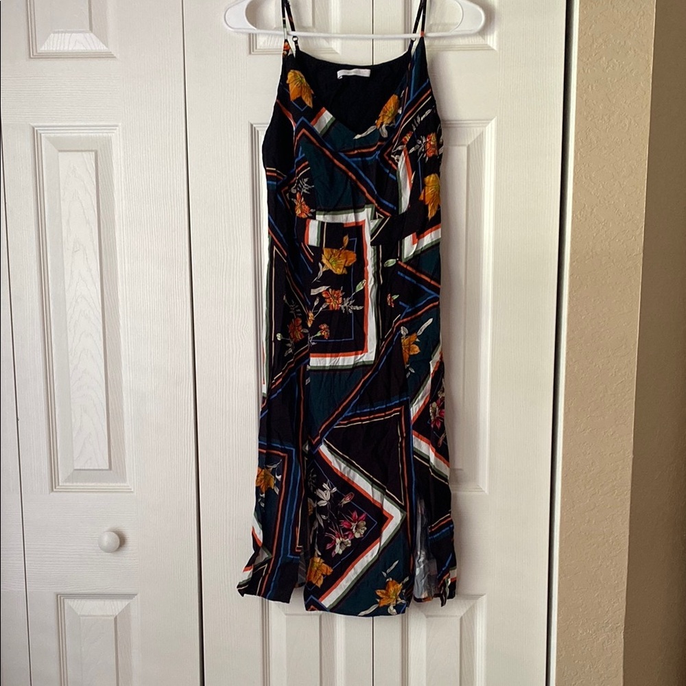 Black and Gold Spaghetti Strap Midi Dress